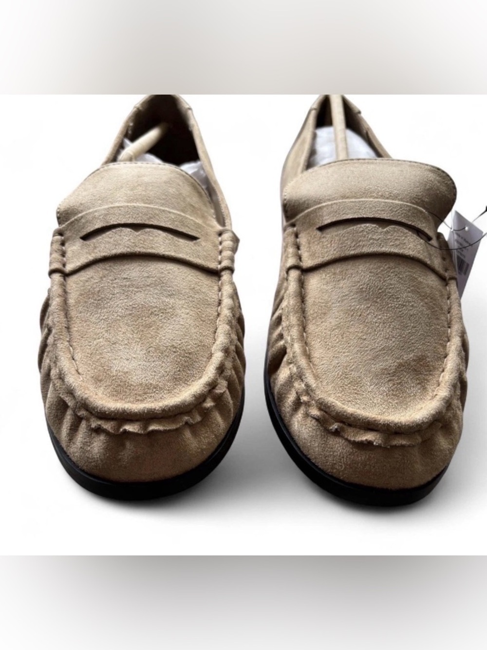 Banana Republic Taupe Vegan Leather Gathered Loafer Women's Size 8.5 new - Picture 2 of 9